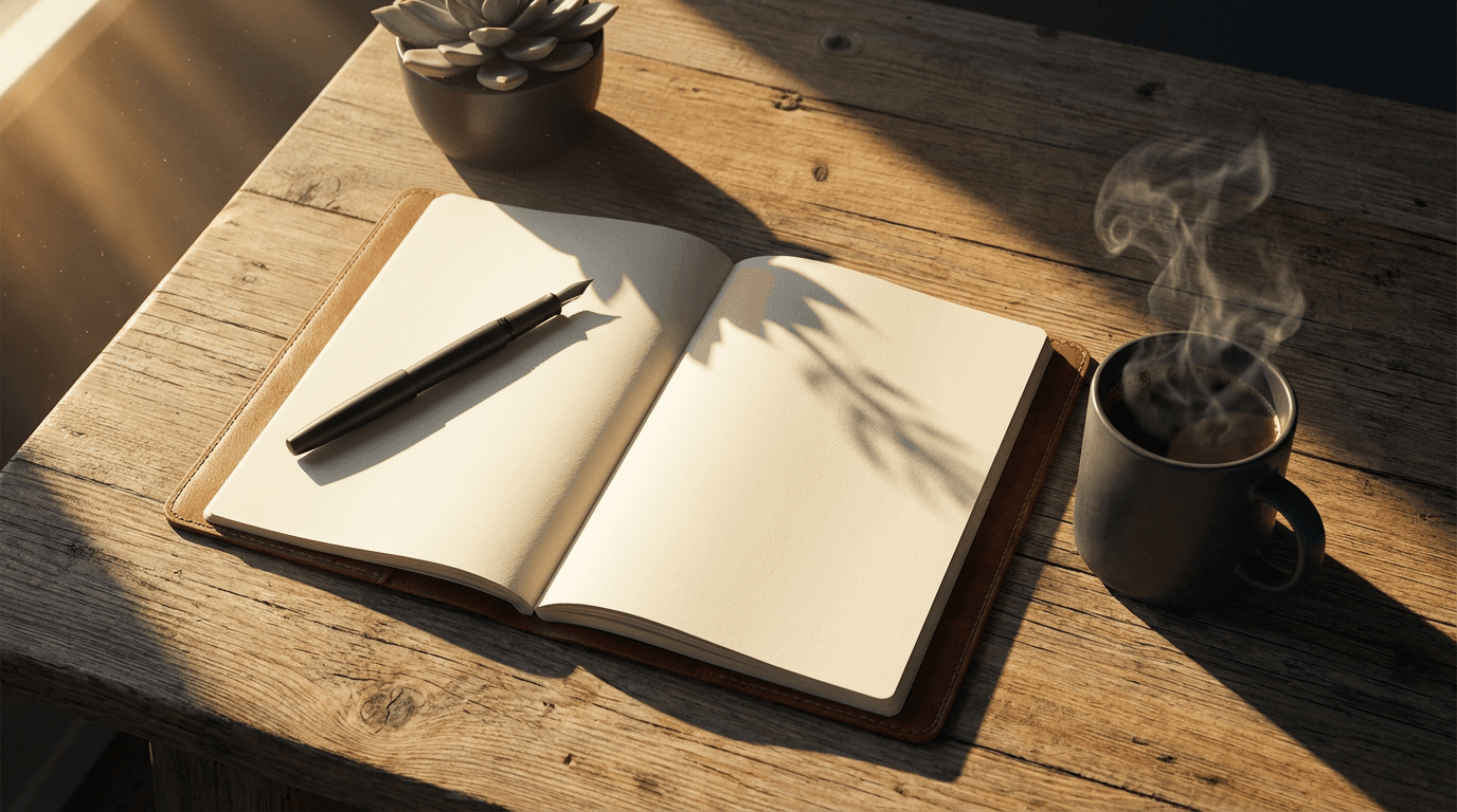 Professional workspace with notebooks and coffee, ready for strategic consultation